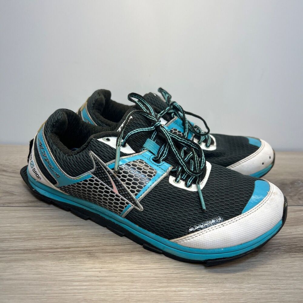 Altra Zero Drop‎ NRS Women's Size 7 Running Shoe White Blue Black Gaiter Trap